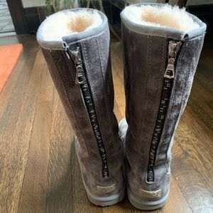 Gray Zipper Back UGG Boots